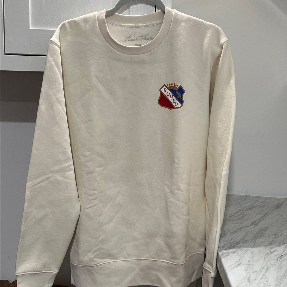 Romeo Santos Cream Embroidered Sweatshirt